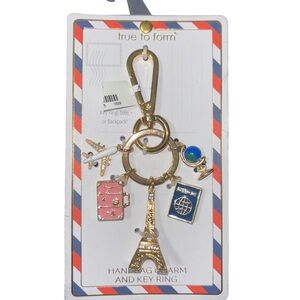 True to Form Gold Eiffel Tower Keychain with Charms